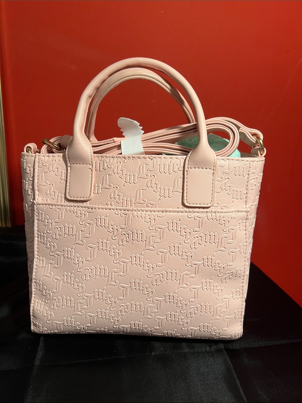 Juicy Couture Blush Pink Embossed Logo Tote with Chain Accent - Picture 3 of 7